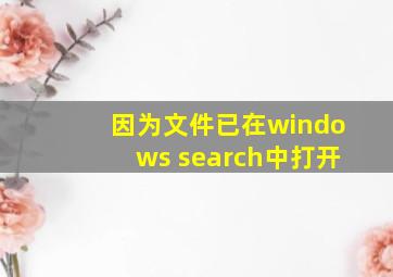 因为文件已在windows search中打开